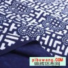 江南传统手工植物印染纯棉蓝印花布/蜡染布土布粗布桌布料--如意